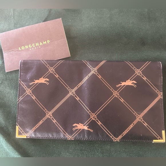 Longchamp Handbags - Longchamp Vintage Monogram Bifold Wallet Brown Tan Canvas Leather